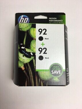 NEW HP 92 Black Ink Cartridge OEM Twin Pack Expired Feb 2016